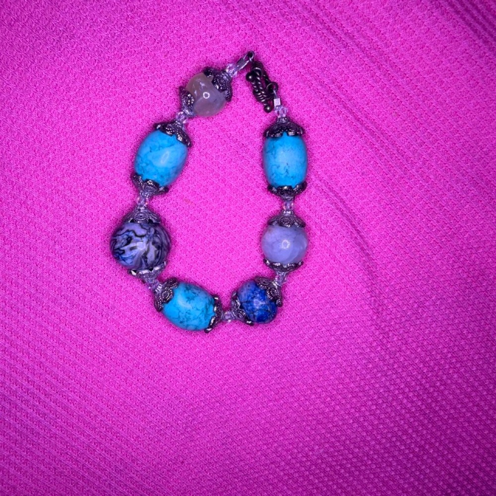 Turquoise and silver bracelet chunky